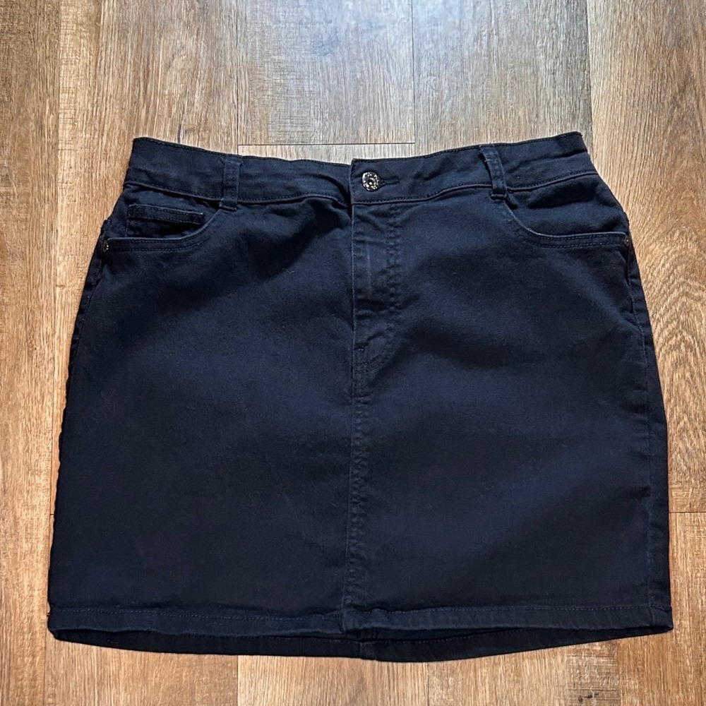 Denim Co Womens Black Denim Mini Skirt Size 10 Goth Whimsigoth Five Pocket
